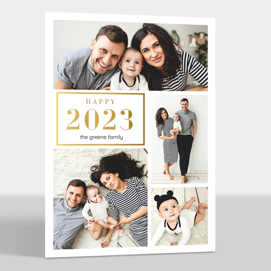 Happy New Year Foil Holiday Photo Cards